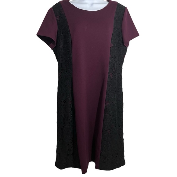 Karl Lagerfeld Plum Black Lace Mini Dress Size 14 Holiday Fall Business Formal - Picture 1 of 8